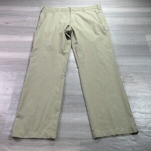 Adidas Golf Pants Mens 38x32 Beige Stretch Performance Polyester Chino AE70006